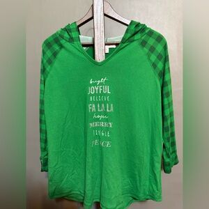 Magical Seasons Women’s ' Green Hooded Holiday Pullover with long sleees